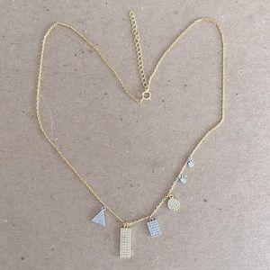 NEW Adornia Gold Sterling Silver Multi Shaped Pavé Swarovski Crystal Necklace
